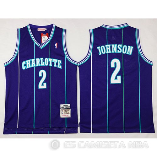 Camiseta Retro Johnson #2 Charlotte Hornets Purpura - Haga un click en la imagen para cerrar